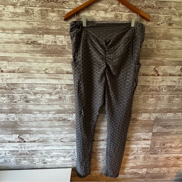 LA + IMAGE XL Misses Honeycomb Textured Gray Women's Workout Leggings EUC - Picture 6 of 8